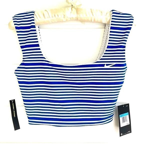 Nike Sport Mesh Reversible midkini Sporty Bikini Swim top  Blue & White size Xl - Picture 3 of 7